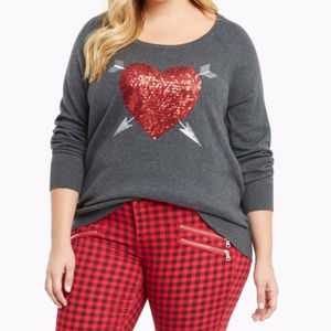 Torrid Sequin Heart Scoop Neck Sweater